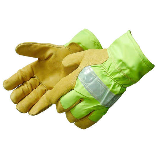 Tan/Yellow/Lime Leather Gloves - Liberty Safety - Thermal Lined