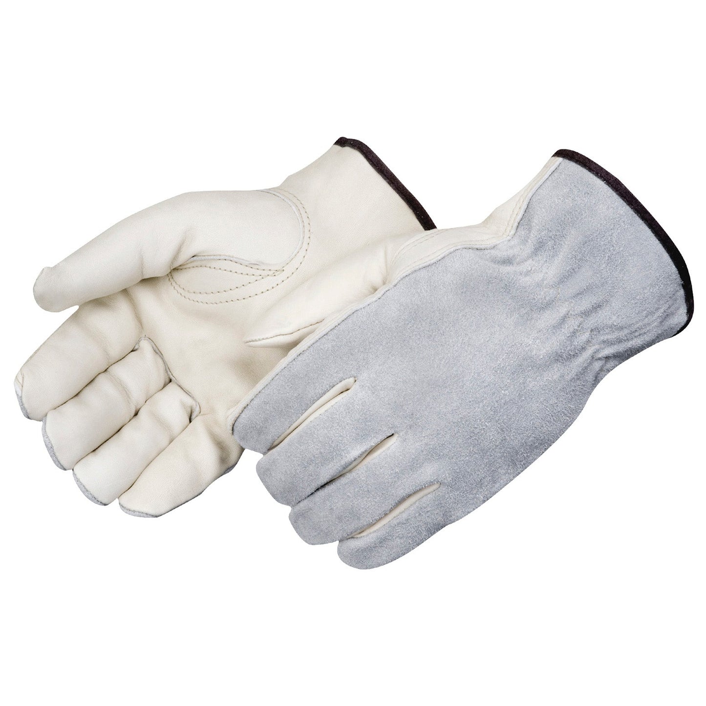 Gray/Tan Leather Gloves - Liberty Safety - Durable Design