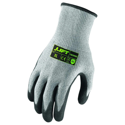 Gray Durable String Knit Gloves - LIFT Safety - A5 Nitrile
