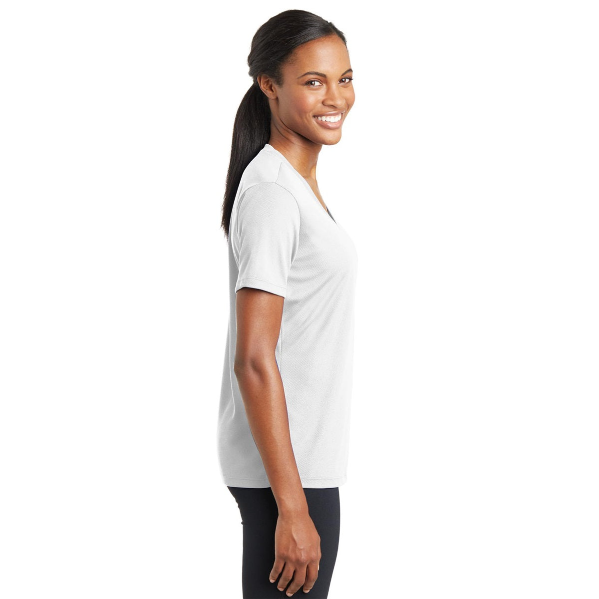 Black V-Neck Tee - Sport-Tek - Stylish Polyester Blend
