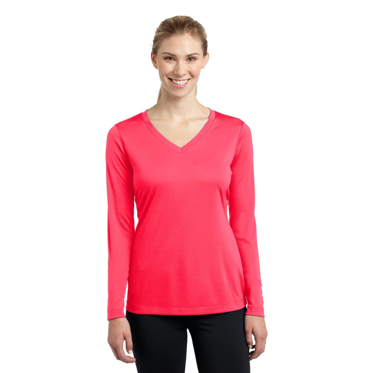 Forest Green T-Shirt - Sport-Tek - Long Sleeve V-Neck