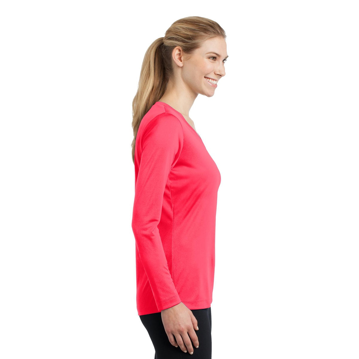 Forest Green T-Shirt - Sport-Tek - Long Sleeve V-Neck