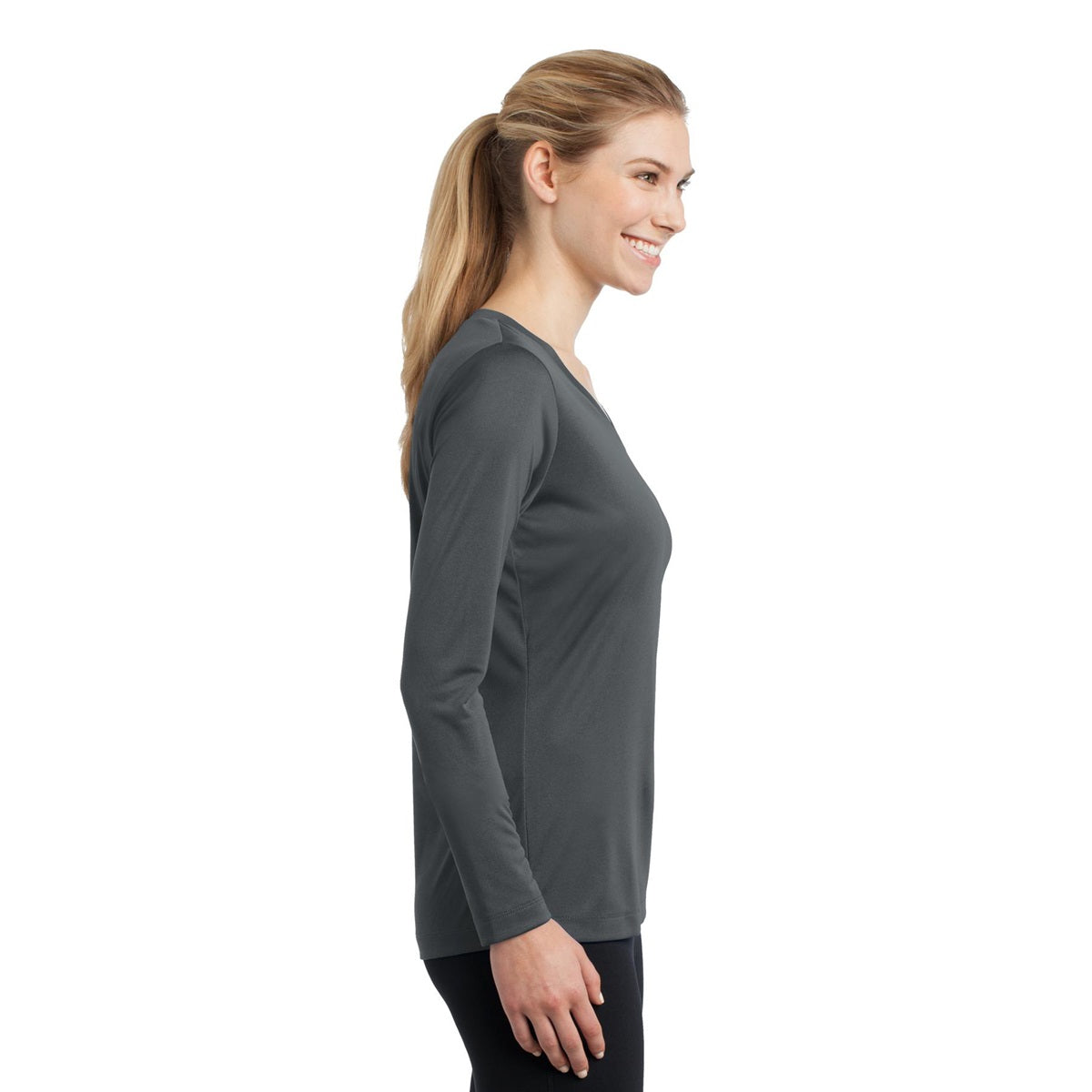 Forest Green T-Shirt - Sport-Tek - Long Sleeve V-Neck