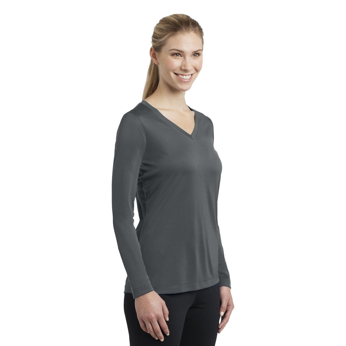 Forest Green T-Shirt - Sport-Tek - Long Sleeve V-Neck