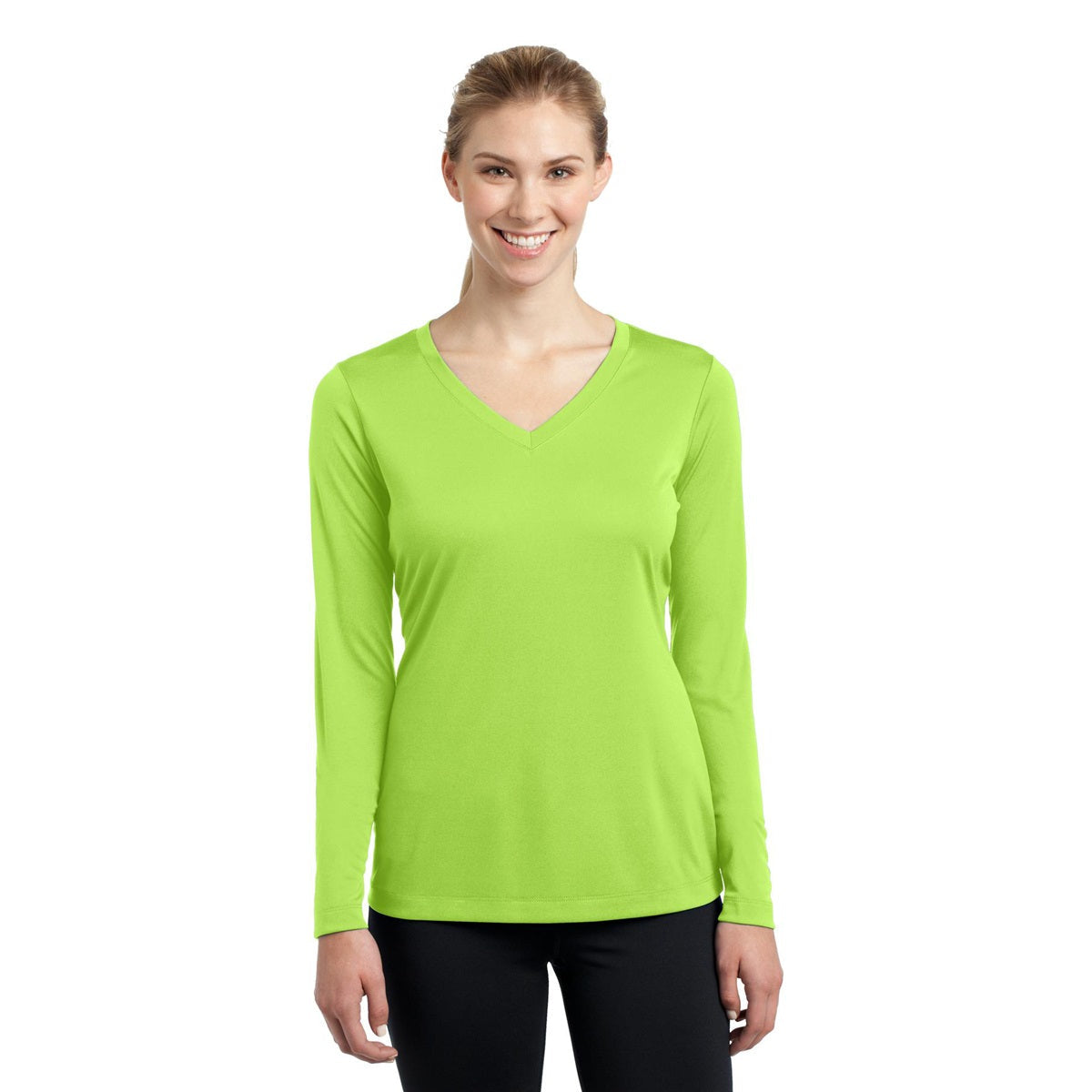 Forest Green T-Shirt - Sport-Tek - Long Sleeve V-Neck