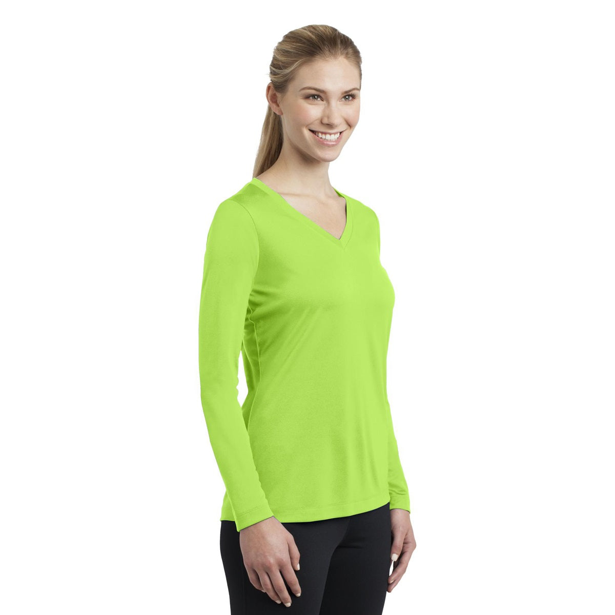Forest Green T-Shirt - Sport-Tek - Long Sleeve V-Neck