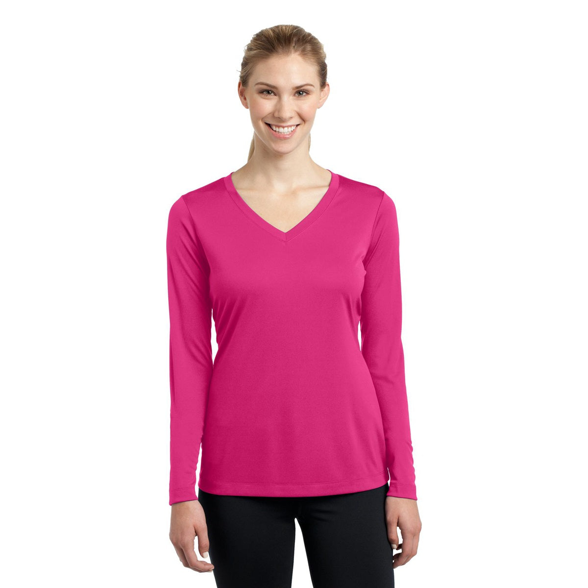 Forest Green T-Shirt - Sport-Tek - Long Sleeve V-Neck