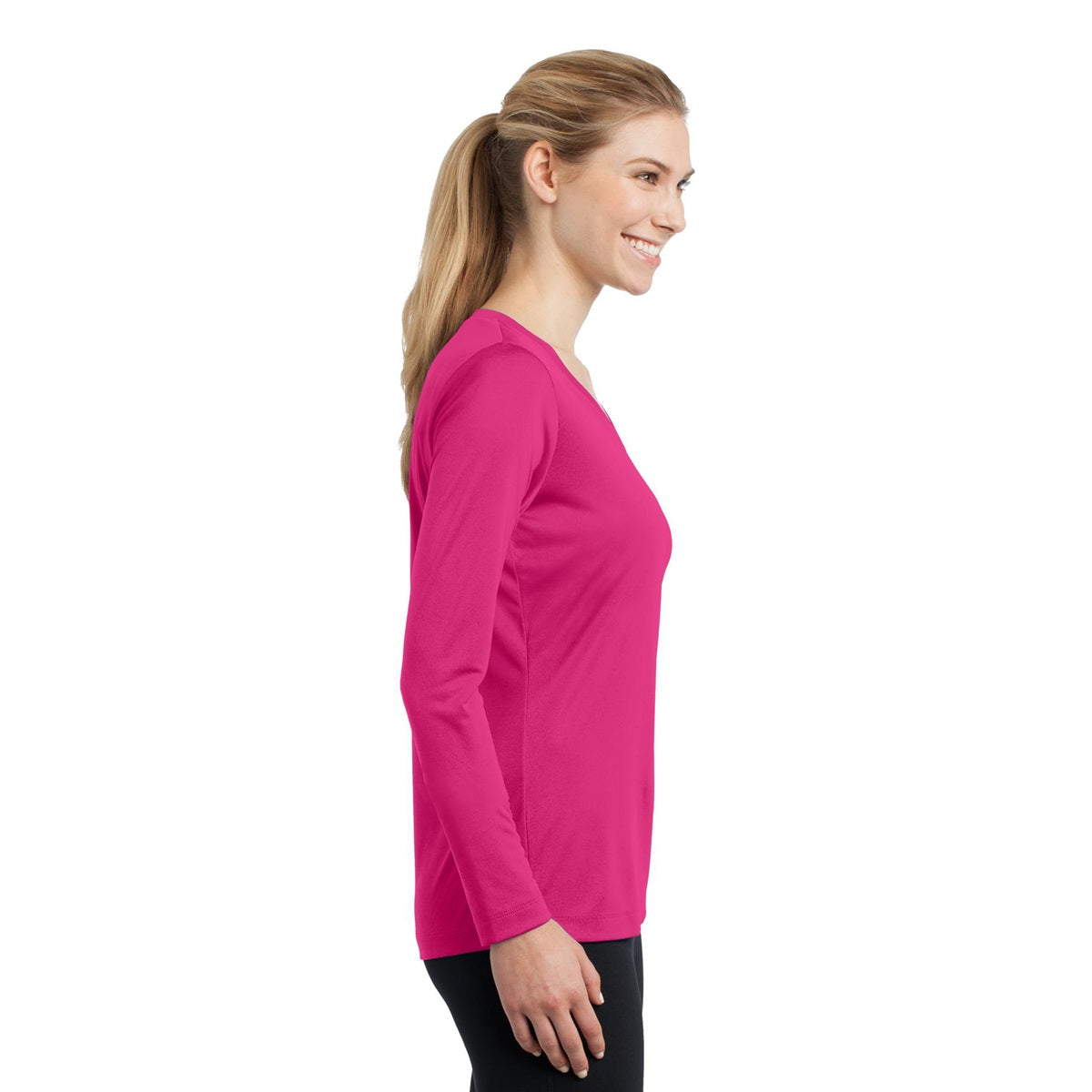 Forest Green T-Shirt - Sport-Tek - Long Sleeve V-Neck