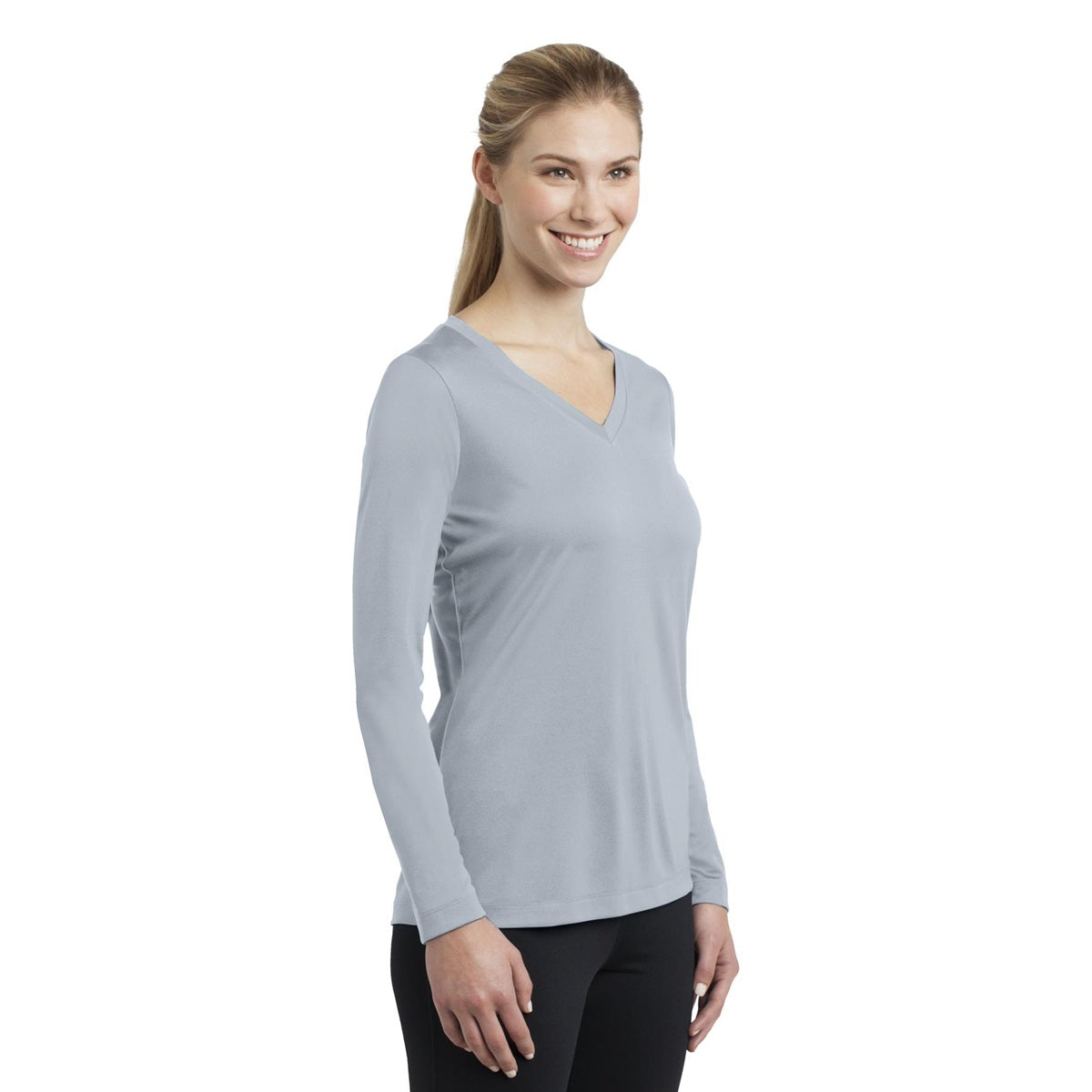 Forest Green T-Shirt - Sport-Tek - Long Sleeve V-Neck