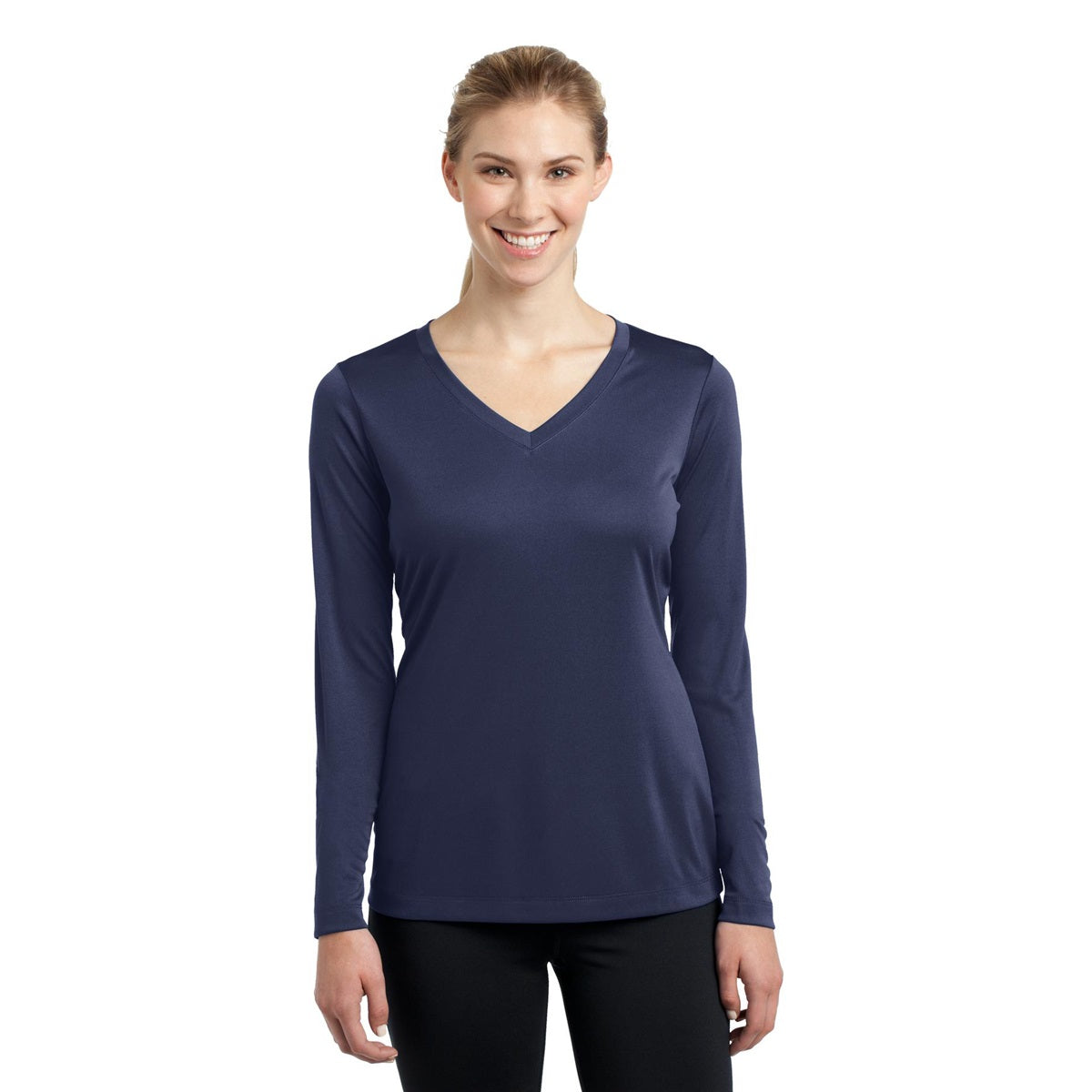 Forest Green T-Shirt - Sport-Tek - Long Sleeve V-Neck