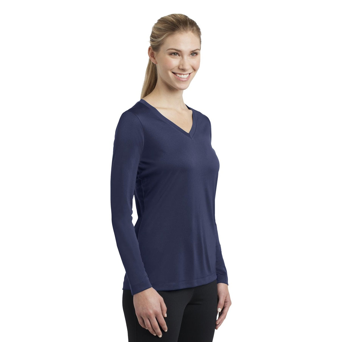 Forest Green T-Shirt - Sport-Tek - Long Sleeve V-Neck