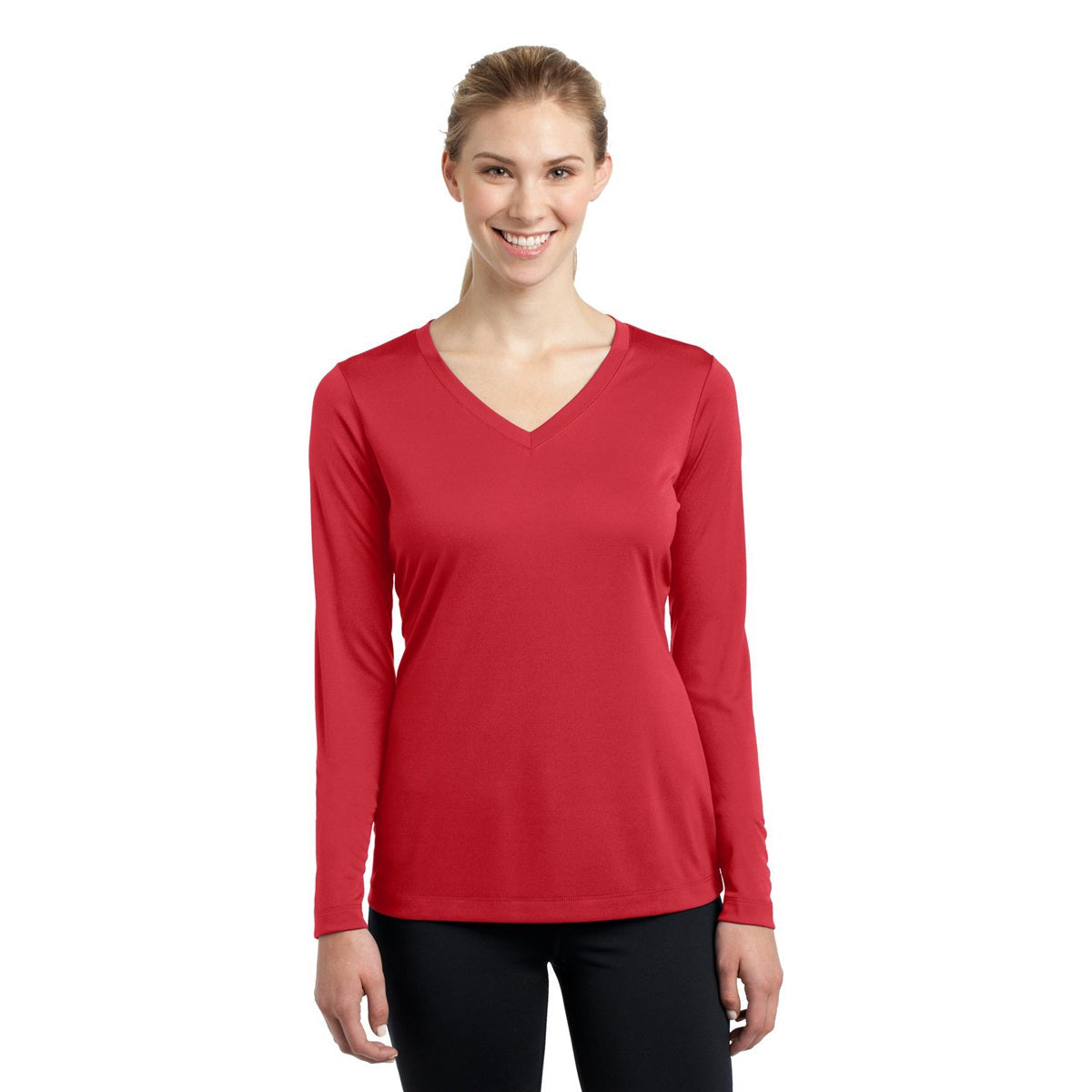 Forest Green T-Shirt - Sport-Tek - Long Sleeve V-Neck