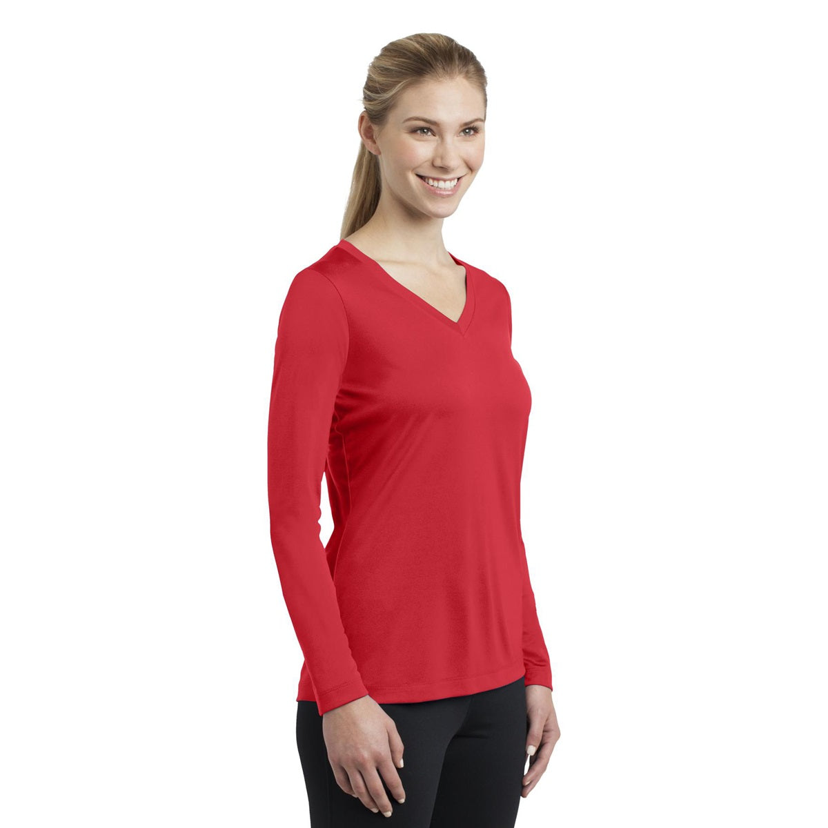 Forest Green T-Shirt - Sport-Tek - Long Sleeve V-Neck
