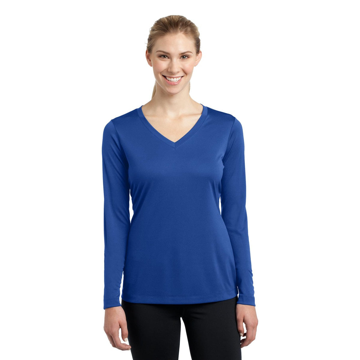 Forest Green T-Shirt - Sport-Tek - Long Sleeve V-Neck