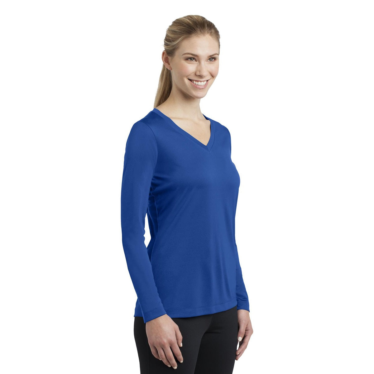 Forest Green T-Shirt - Sport-Tek - Long Sleeve V-Neck