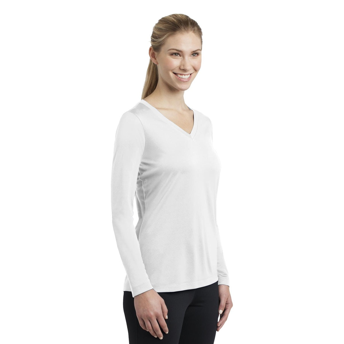 Forest Green T-Shirt - Sport-Tek - Long Sleeve V-Neck