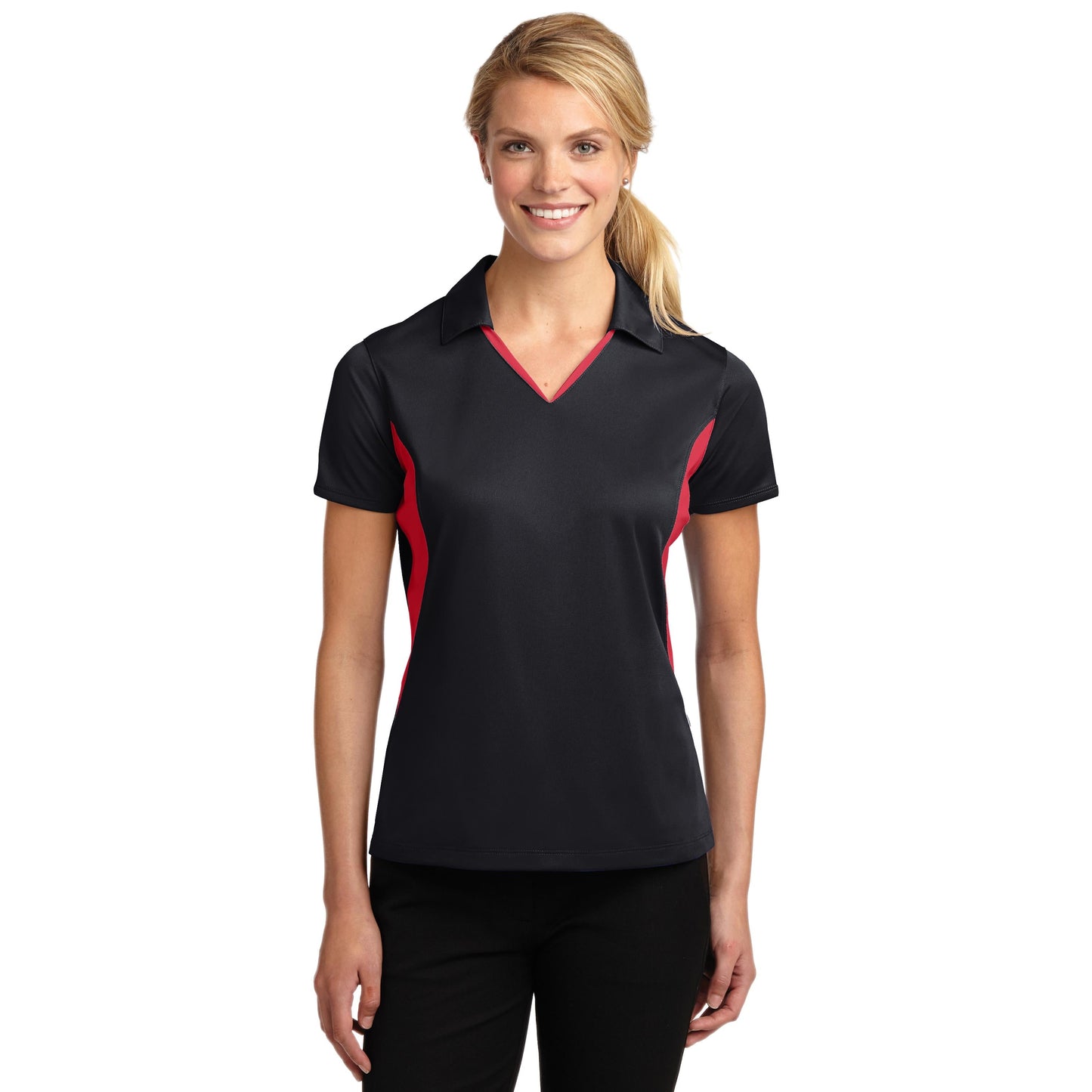 Black/White Polo Shirts - Sport-Tek - Snag-Resistant