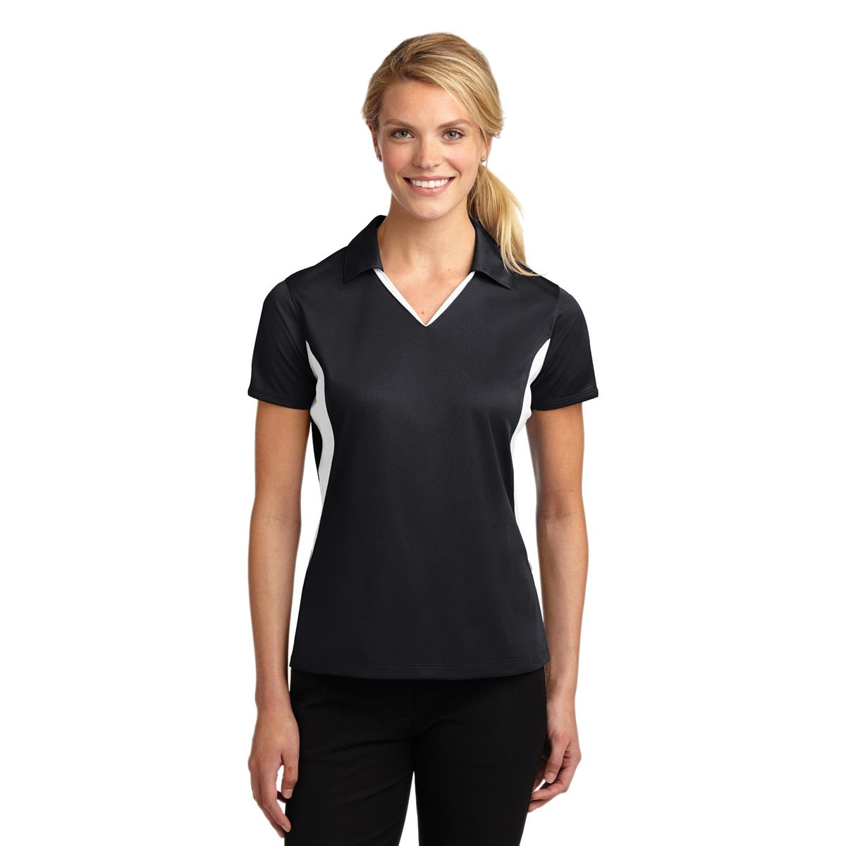 Black/White Polo Shirts - Sport-Tek - Snag-Resistant