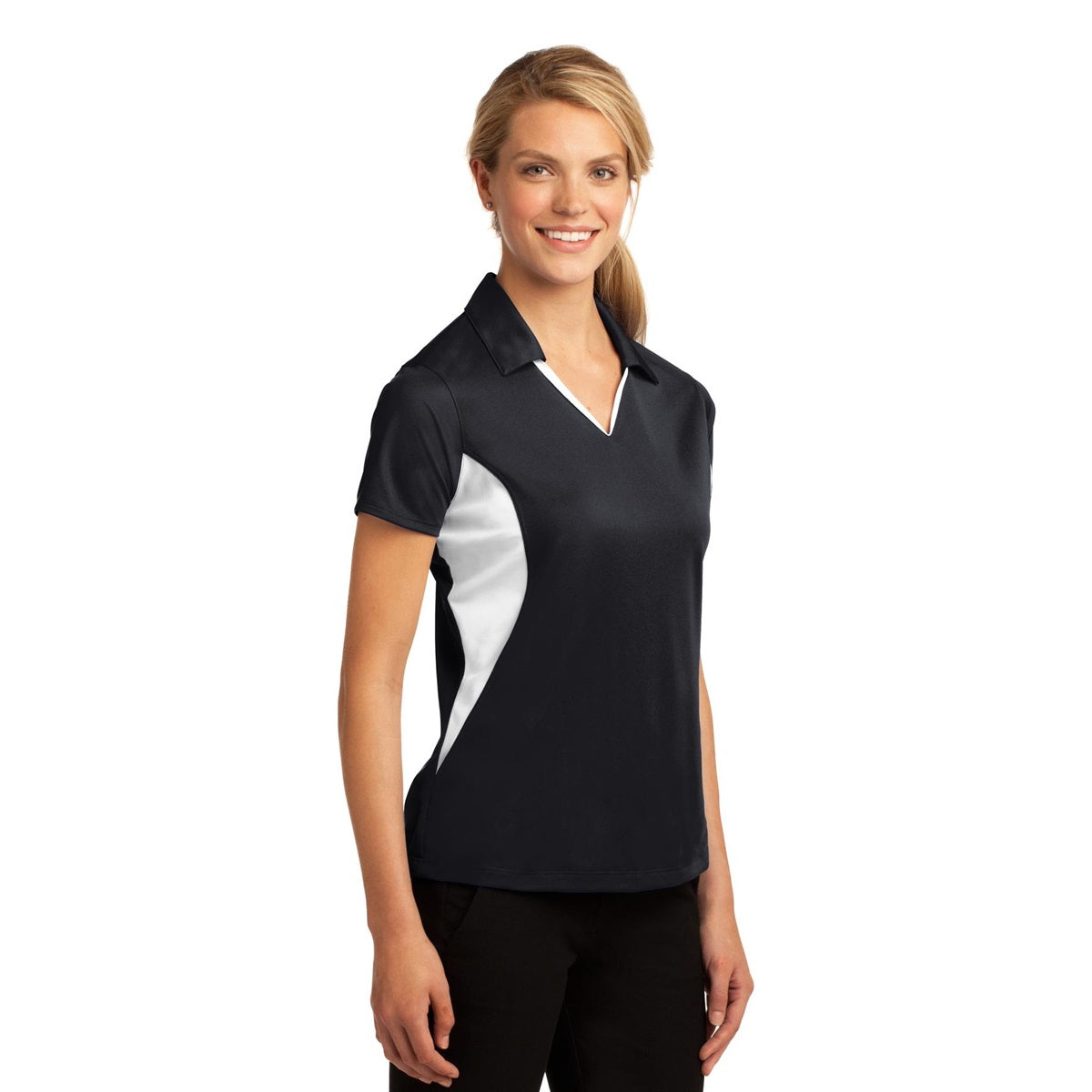 Black/White Polo Shirts - Sport-Tek - Snag-Resistant