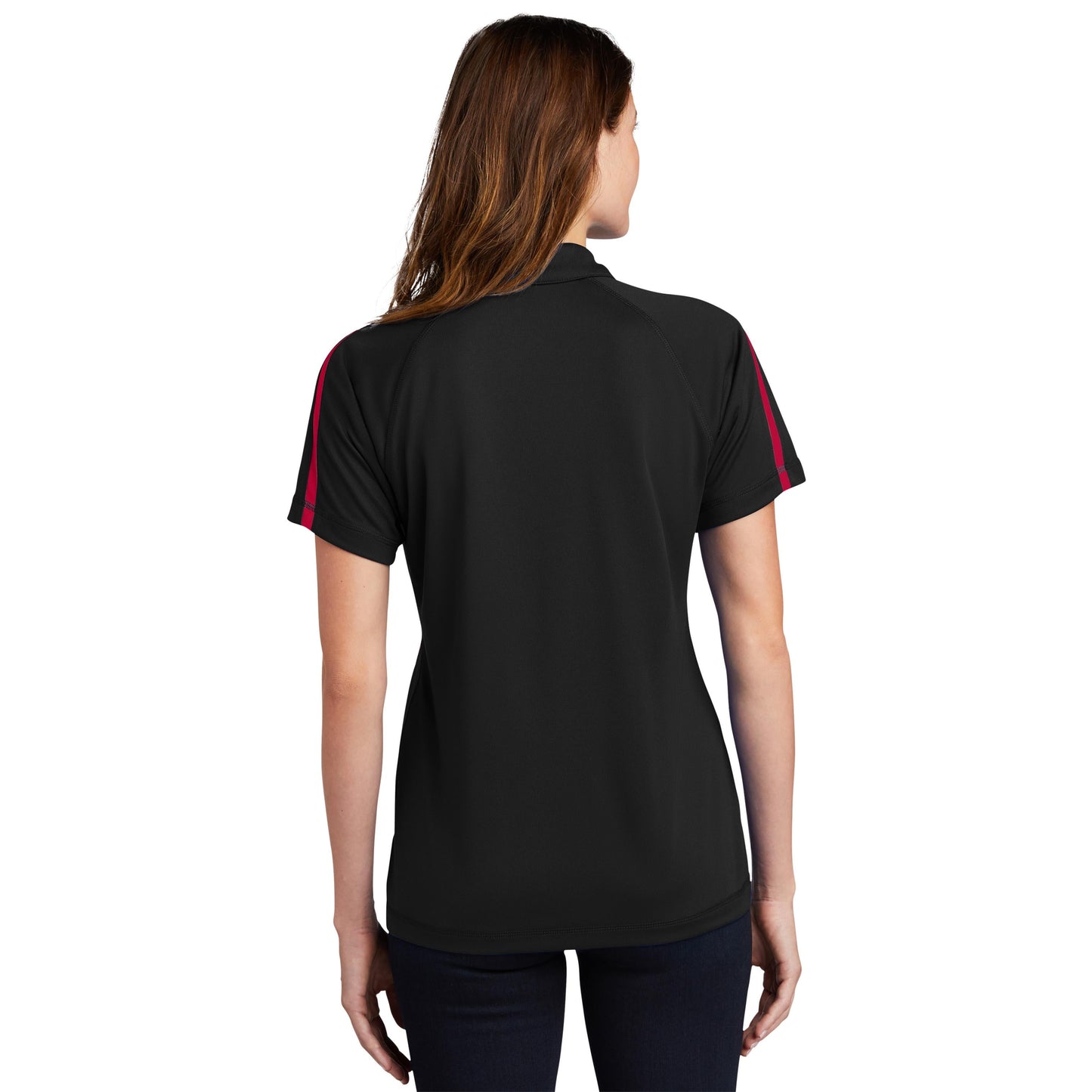 Black/Red Polo - Sport-Tek - Colorblock Micro-Mesh