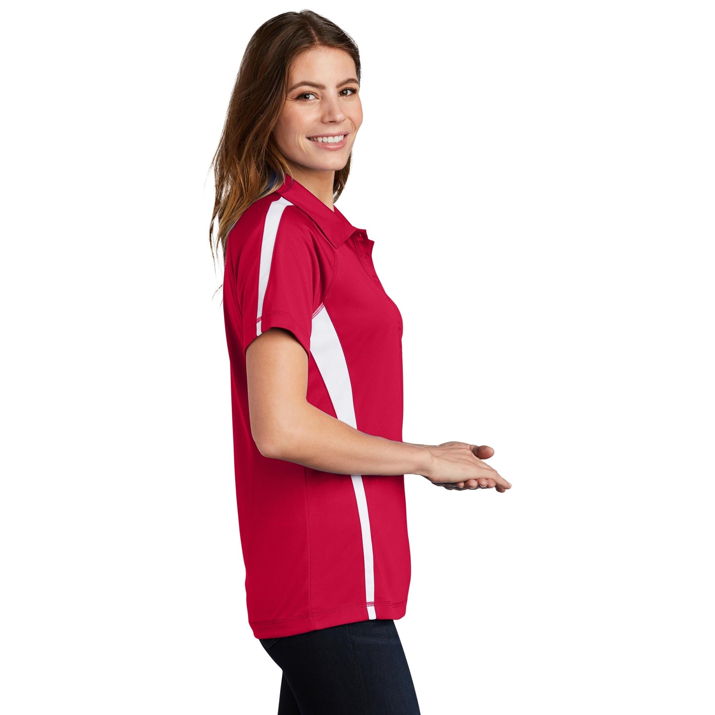 Black/Red Polo - Sport-Tek - Colorblock Micro-Mesh