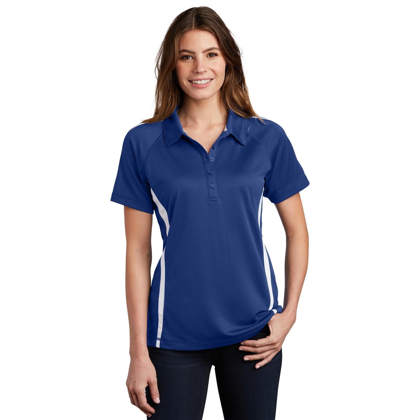 Black/Red Polo - Sport-Tek - Colorblock Micro-Mesh