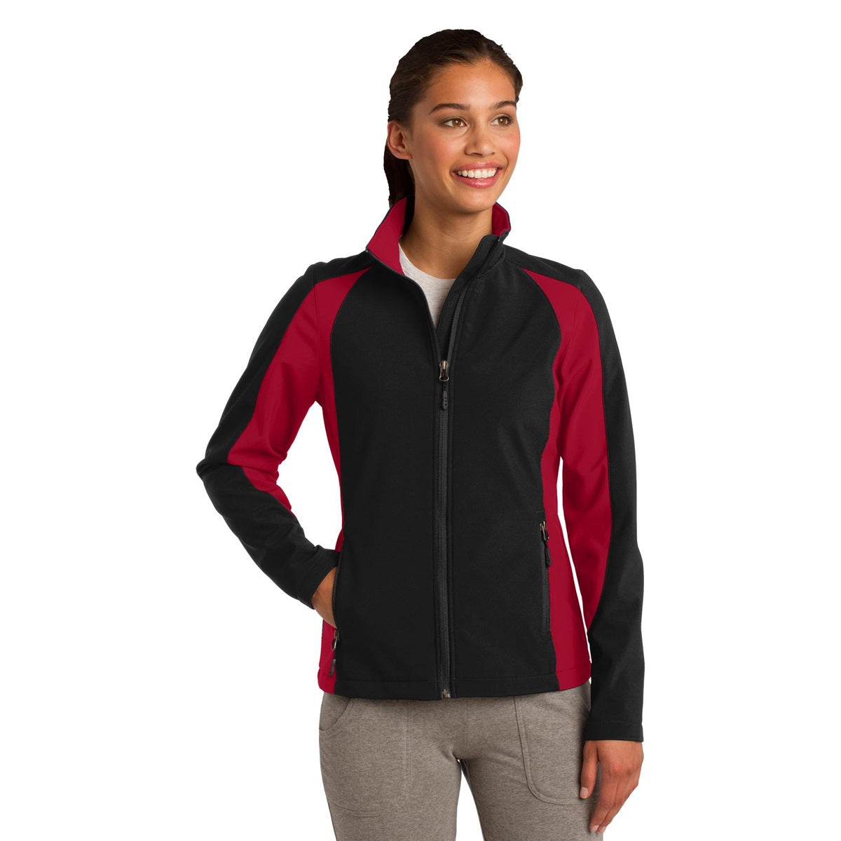 Black/True Red Jacket - Sport-Tek - Stylish Design - Colorblock