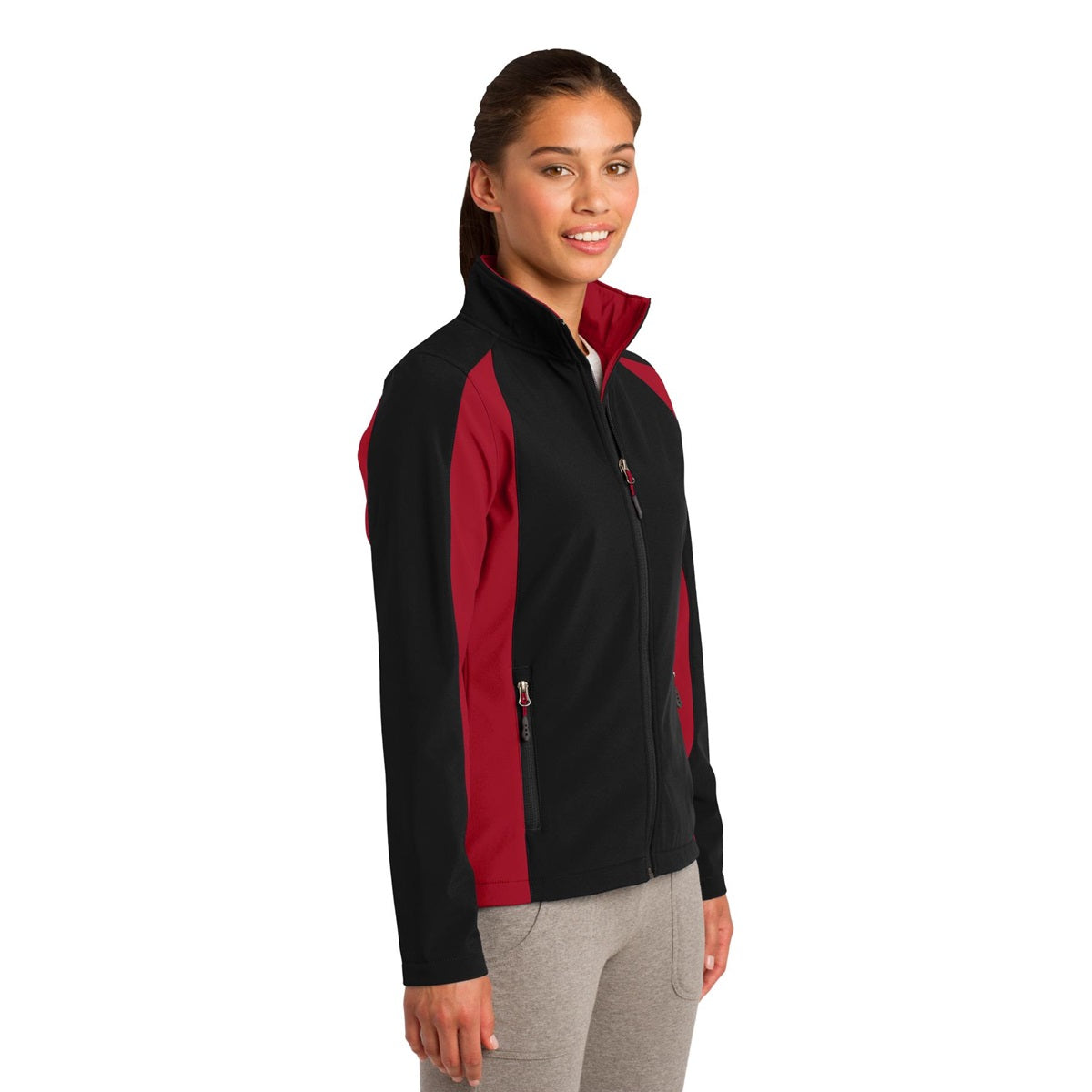 Black/True Red Jacket - Sport-Tek - Stylish Design - Colorblock