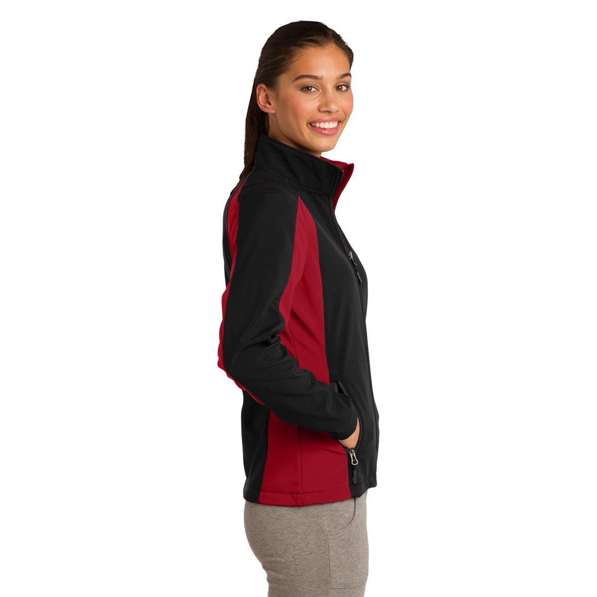 Black/True Red Jacket - Sport-Tek - Stylish Design - Colorblock