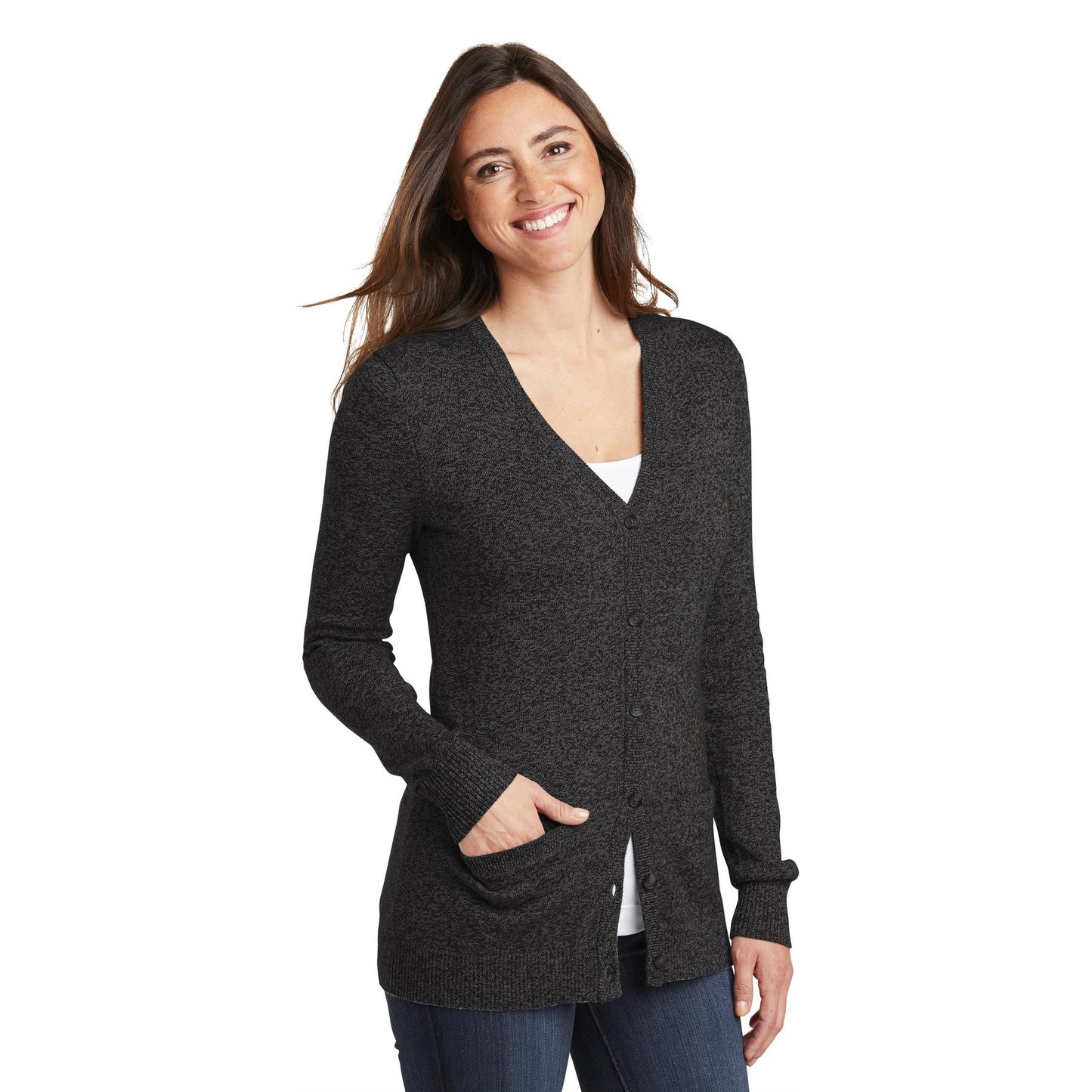 Black Marl Cardigan - Port Authority - Cozy Layering