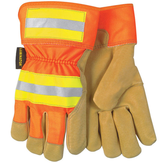 Hi-Viz Leather Gloves - MCR Safety - Reflective Design