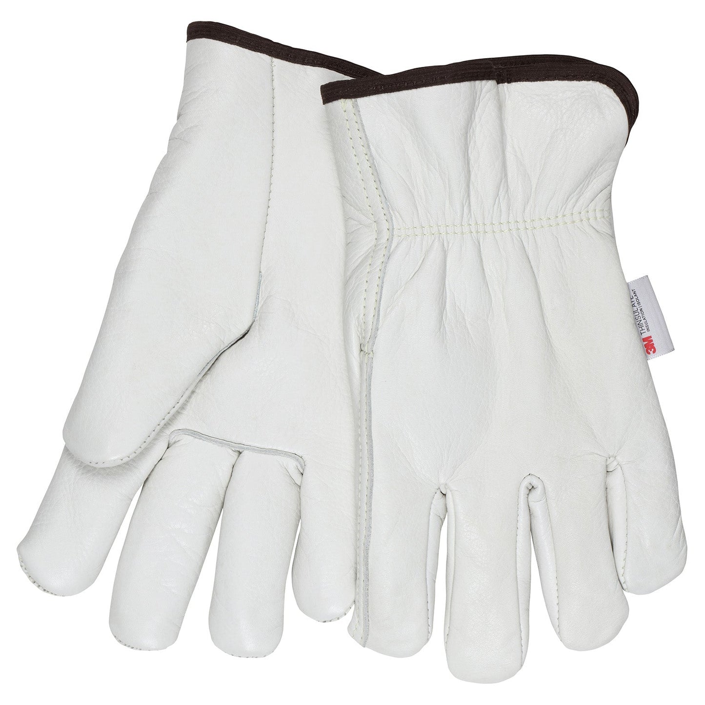 Straight Thumb Leather Gloves | MCR Safety | 32013T Cv Grade Grain Cow Insulated Driver