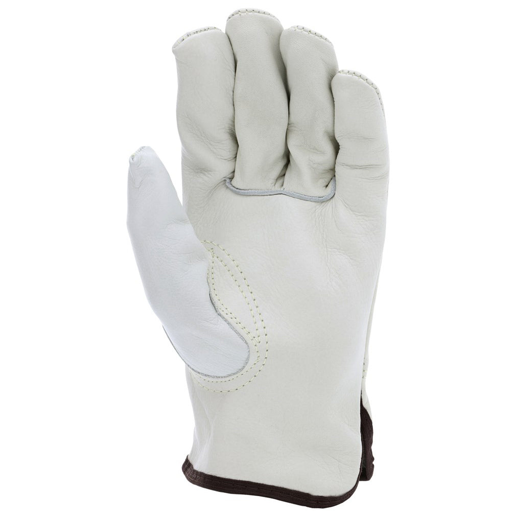 White Leather Gloves - MCR Safety - Durable Cow Grain