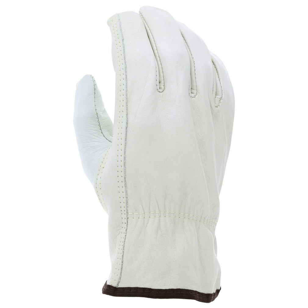 White Leather Gloves - MCR Safety - Durable Cow Grain