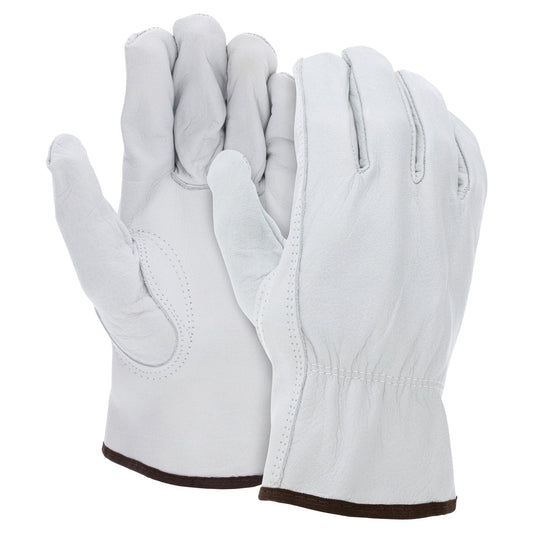 White Leather Gloves - MCR Safety - Abrasion Resistant
