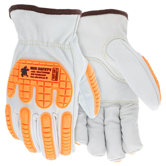 TPR Padded Back Leather Gloves - MCR Safety - Goatskin Quality