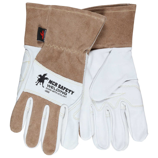 White Leather Gloves - MCR Safety - Top Grain Goatskin