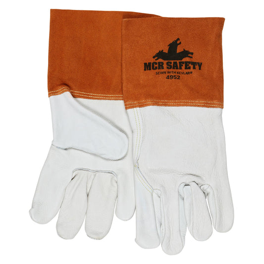 Tan/White Leather Gloves - MCR Safety - Durable Cowhide