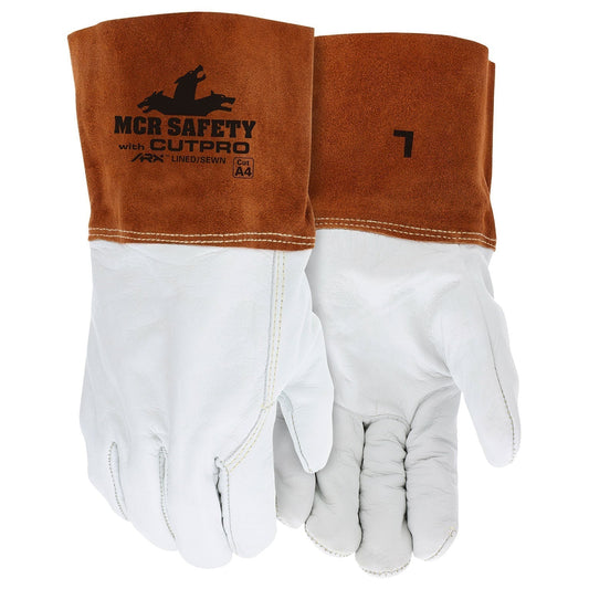 4" Split Leather Gauntlet Gloves - MCR Safety - Cut Resistant