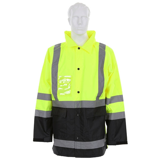 Yellow/Lime Rain Jackets | MCR Safety | 508Sj Type R Class 3 Luminator Breathable Polyester/Pu Safety