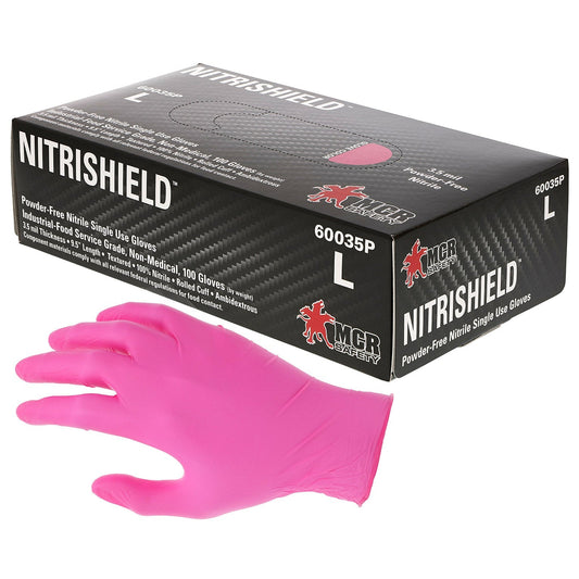 Pink Disposable Gloves | MCR Safety | 60035P Nitrishield Nitrile