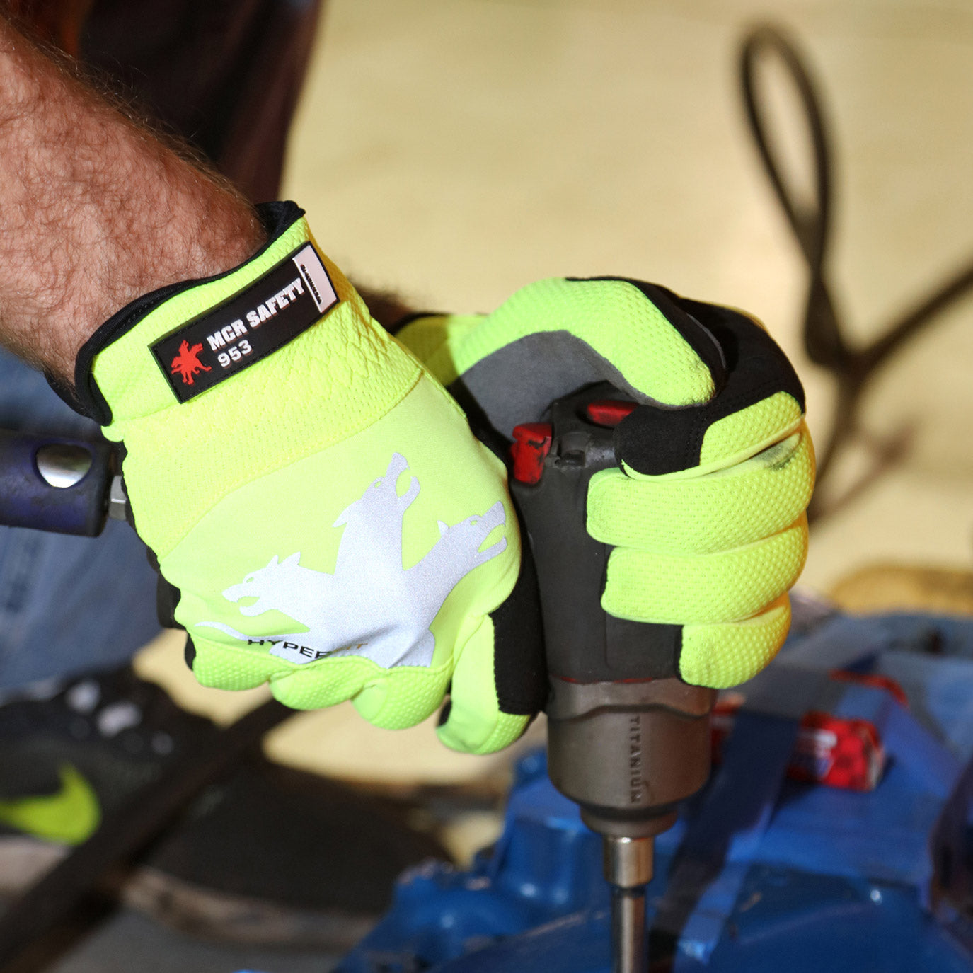 Synthetic Leather Palm Gloves - MCR Safety - Hi-Vis Design