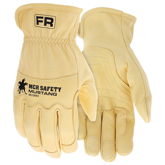 Tan Leather Gloves | MCR Safety | Mu3664 Mustang Hidex Goatskin Utility Premium Driver
