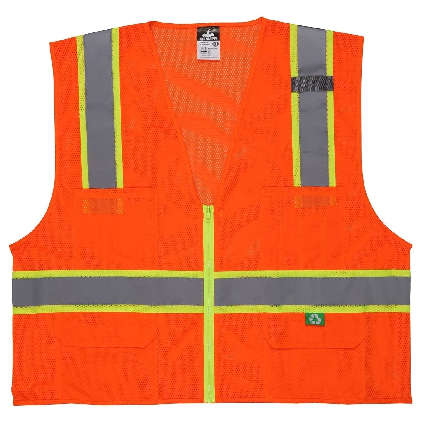 Yellow/Lime Safety Vest - MCR Safety - Recycled Fabric