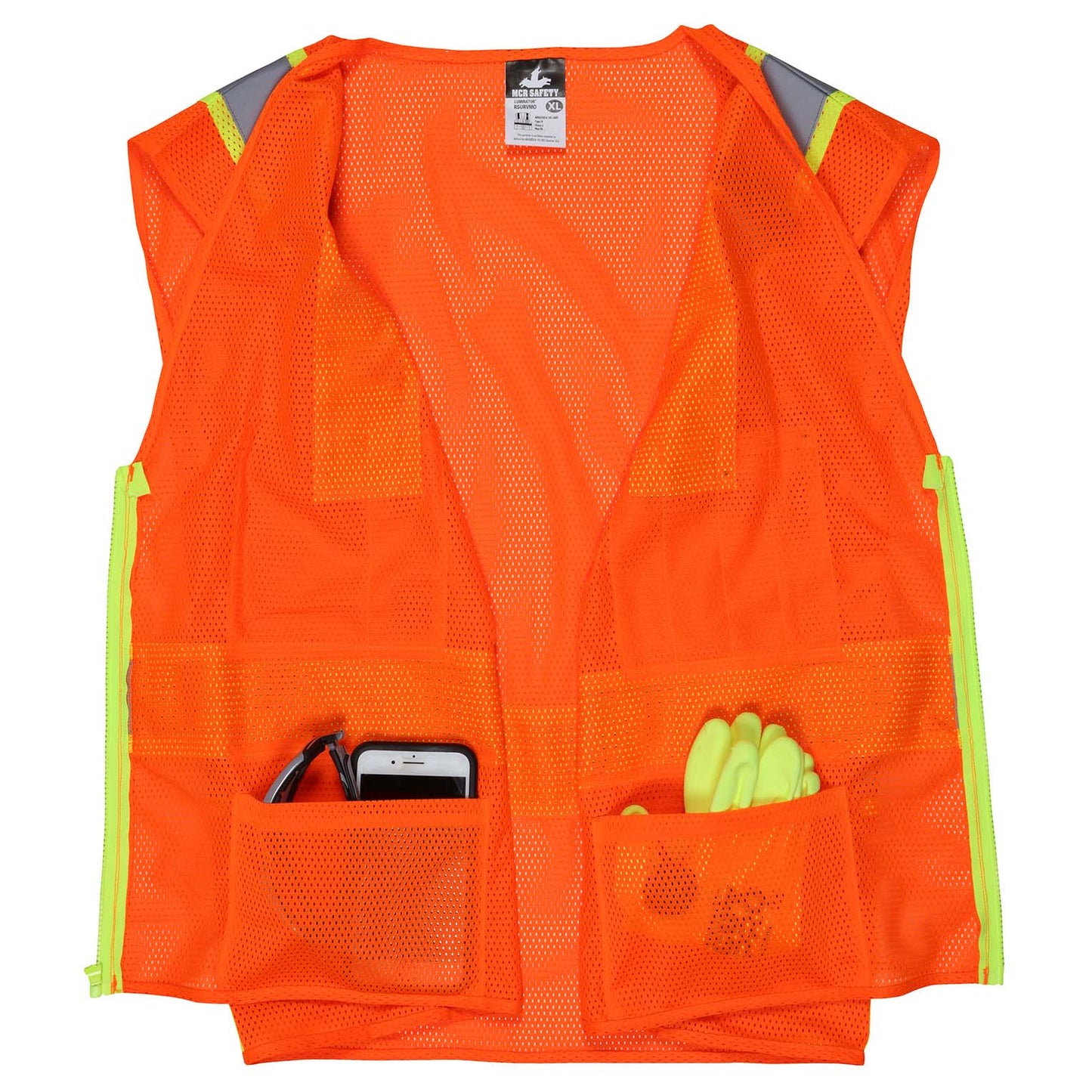 Yellow/Lime Safety Vest - MCR Safety - Recycled Fabric