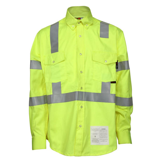 Yellow/Lime Button Up Shirt - MCR Safety - Hi-Visibility