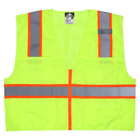 Yellow/Lime Safety Vests - MCR Safety - Reflective Stripes