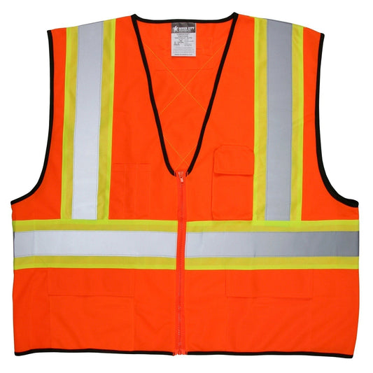 Orange Safety Vest - MCR Safety - Reflective Stripes