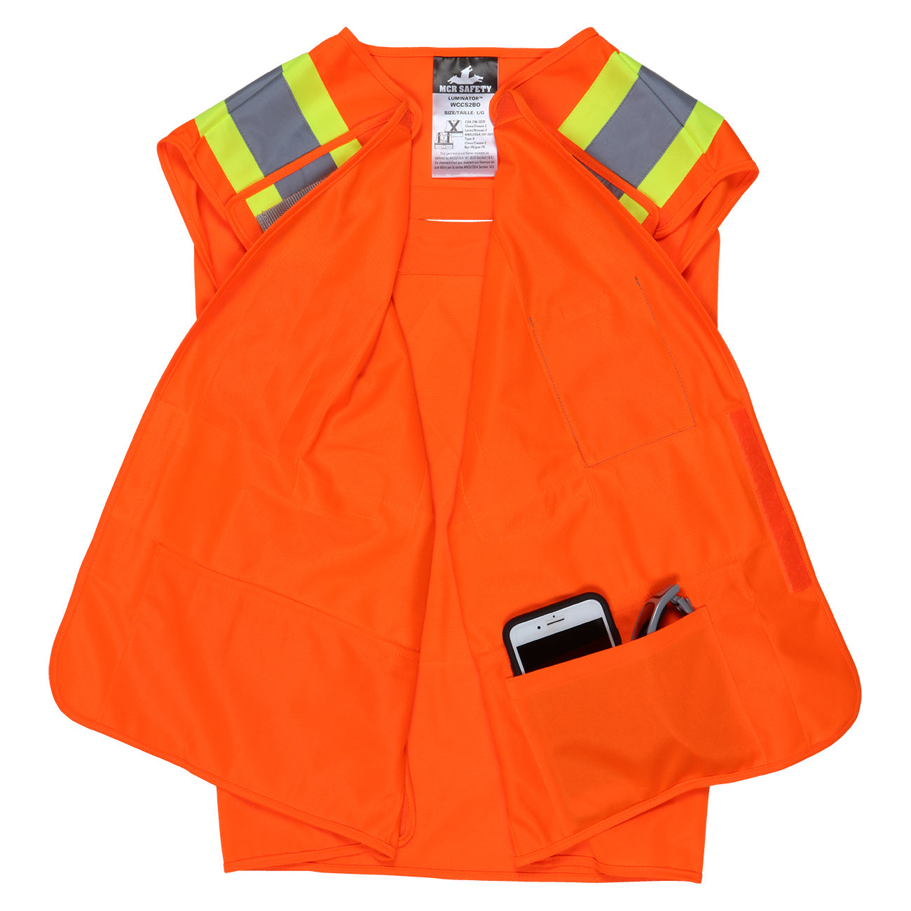 Orange Safety Vests | MCR Safety | Wccs2Bo Type R Class 2 Luminator Breakaway X-Back