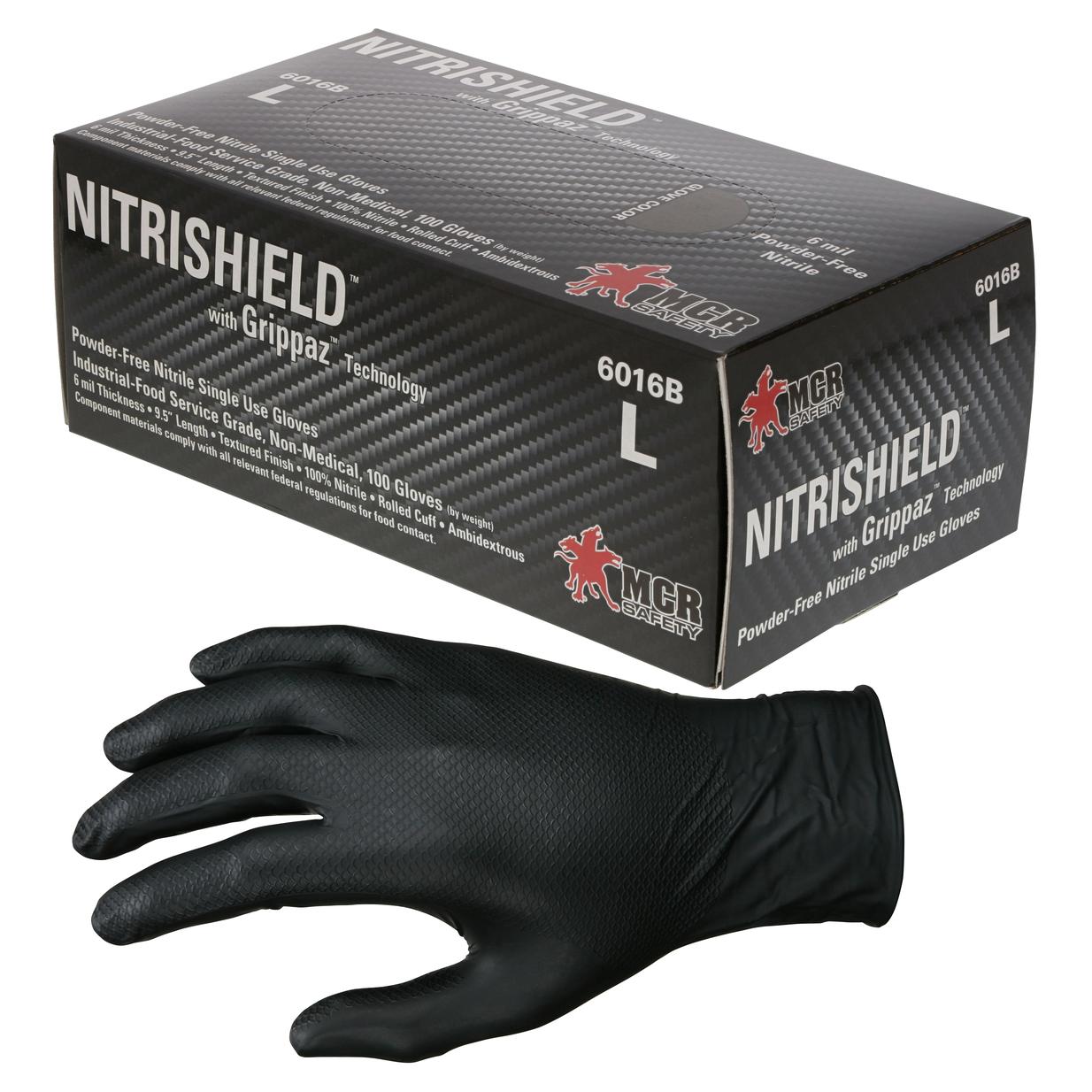 Black Disposable Gloves - MCR Safety - Nitrile Grip